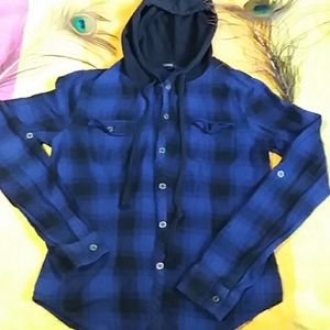 Juniors Nollie flannel hooded button up
